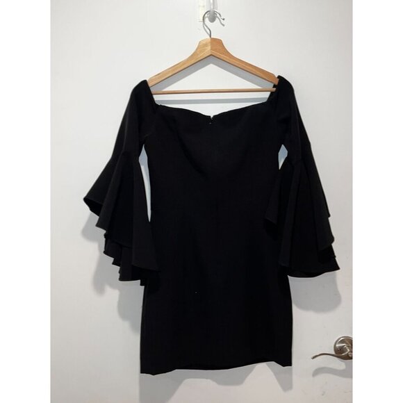 Milly Black Off-Shoulder Bell Sleeves Elegant Design Women's Dress Size 6 - Picture 2 of 9